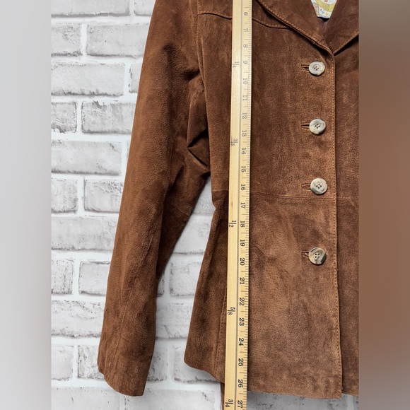 Vintage Wilsons Brown Leather 100% Suede Belted Jacket Size L Retro Style - Picture 4 of 8